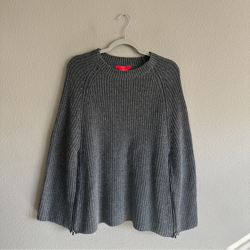Etcetera Charcoal Poncho Sweater Small